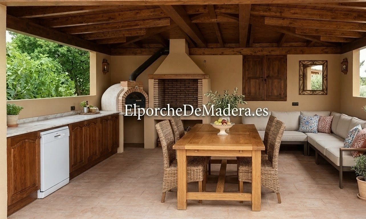 Cubierta de madera para terraza cubierta